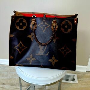 Louis Vuitton On The Go GM 2Way Bag  Tote Giant Monogram Ladies.